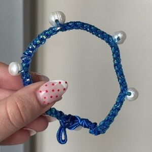 UO Blue Braided Pearl Accent Bracelet